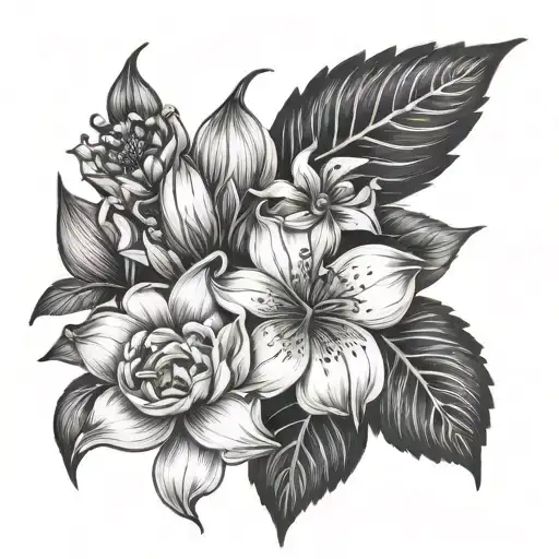 Jan March June July Oct Sept Birth Flower Tattoo Design Incorporating