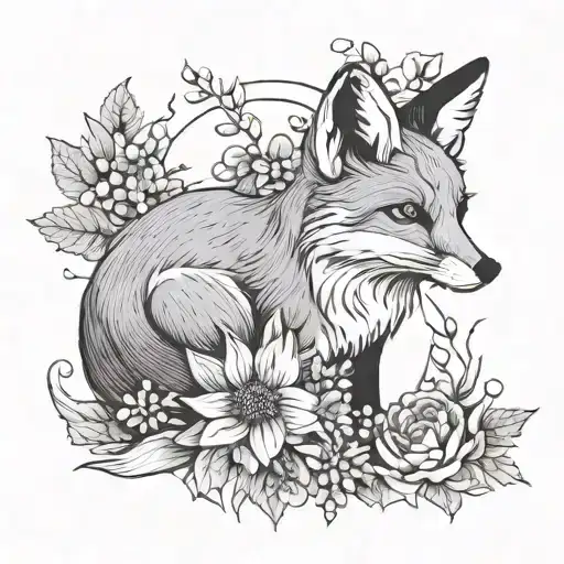 Fox Surrounded By December Birth Flower