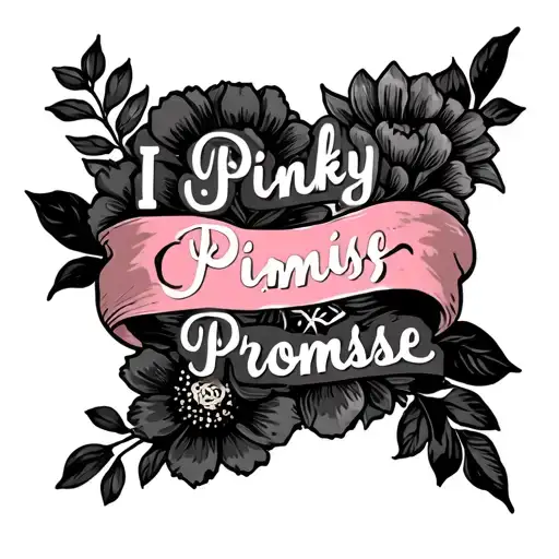 Spine Tattoo With Word I Pinky Promise And Flowers