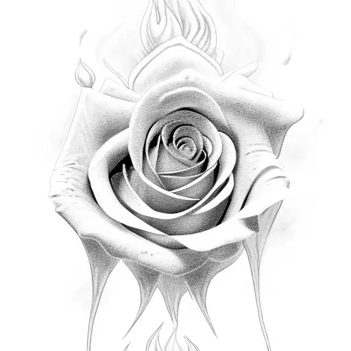 Rose With Flames Background