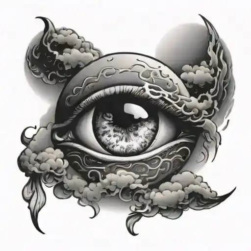 Moon With Eye Protector Clouds