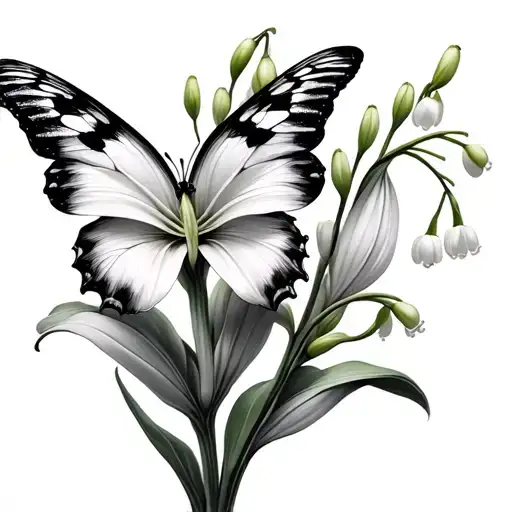 Lily Of The Valley With A Butterfly Placed On It