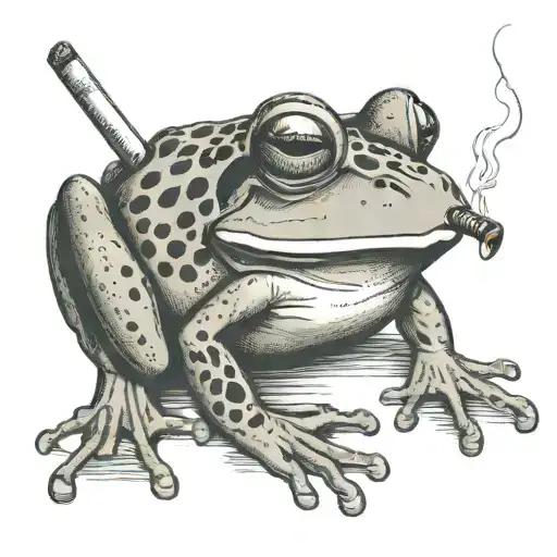 Frog Smoking Cigarette Being Consumed