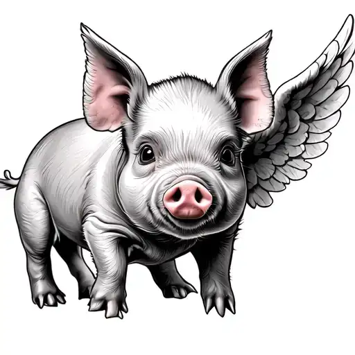 Baby Angel Pig Tattoo