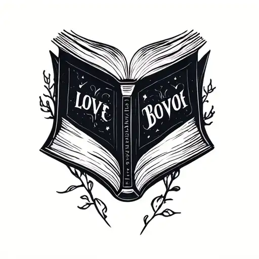 Simple Fantasy Book Lover Tattoo Design