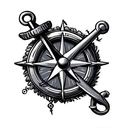 Anchor With A Compass