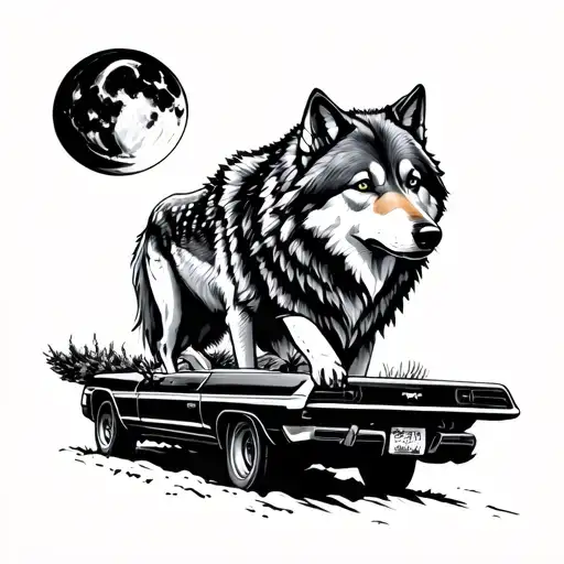 Wolves Driving To The Moon