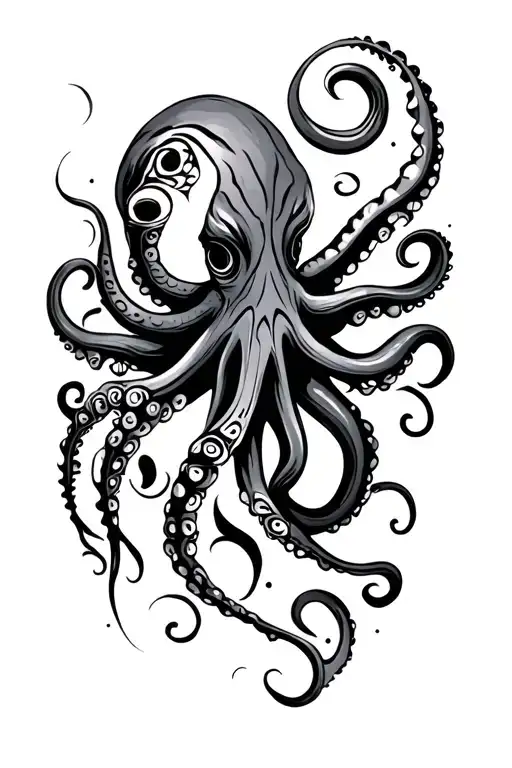 Tribal Octopus On Leg Sleeve