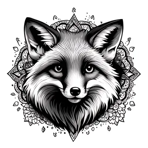 Fox With A Mandala Design Background