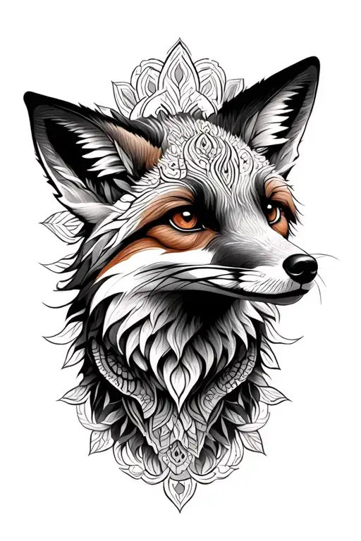 Fox With A Mandala Design Background