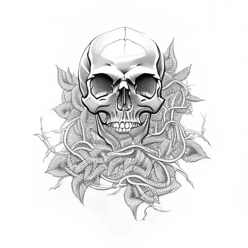 Skull Wrapped By Vines