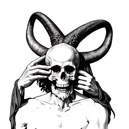 Baphomet Holding Jesus' Skull