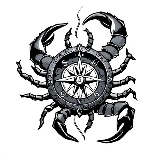 Scorpio With Compass Surrounded