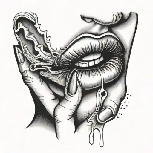 Female Lip Bleeding Hand Grabbing