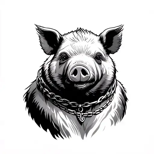 Pig And Bear Wearing Neckles