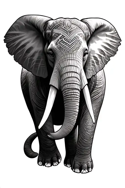 Elephant African Tribal Sunrise Integrated