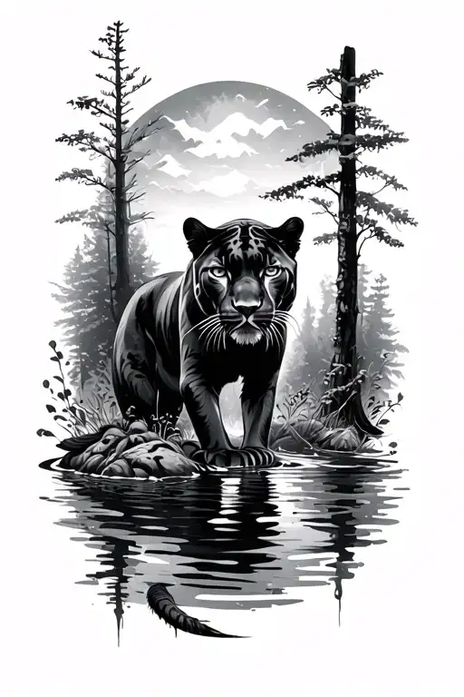 Panther Forest Water Fore Arm Sleeve
