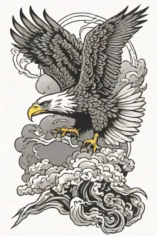 Eagle Flying Above The Storm And Thunder