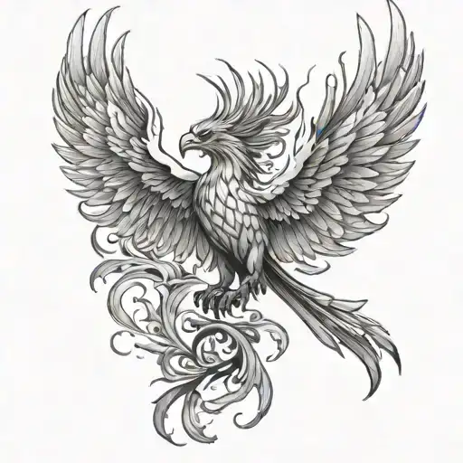 An Exclusive Tattoo Design Featuring A Majestic Phoenix Rising From The Ashes