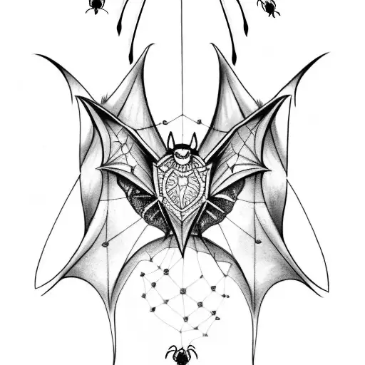 Bat Wings With Mandala Along With Spider Webs On An Arm