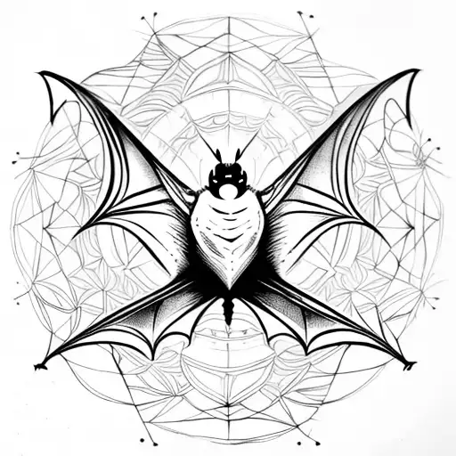 Bat Wings With Mandala Along With Spider Webs On An Arm