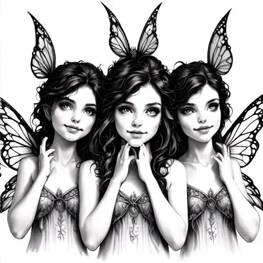 3 Fairies Hear No Evil Sexy Cheeky Grin Looking