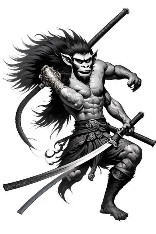 Mono Wukong Wielding A Katana