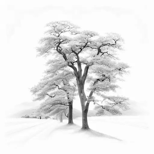 A Serene Landscape With A Winding Road Leading To A Majestic Tree