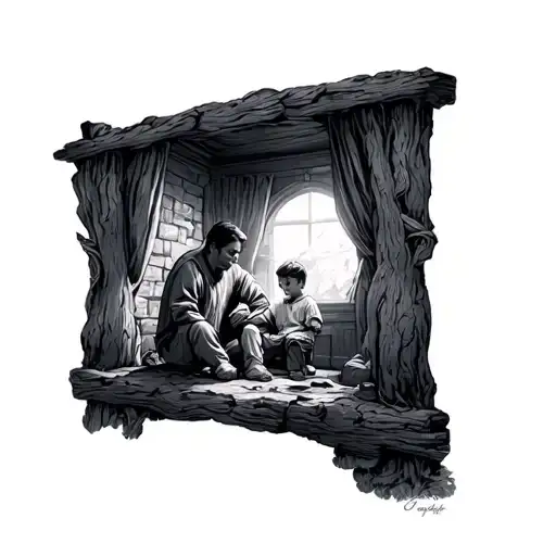 Father And Son In A Place