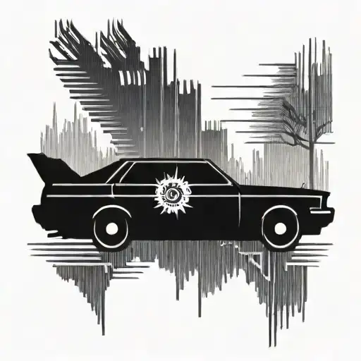 A Soundwave Tattoo Of A Favorite Song With A Car Silhouette In The Background