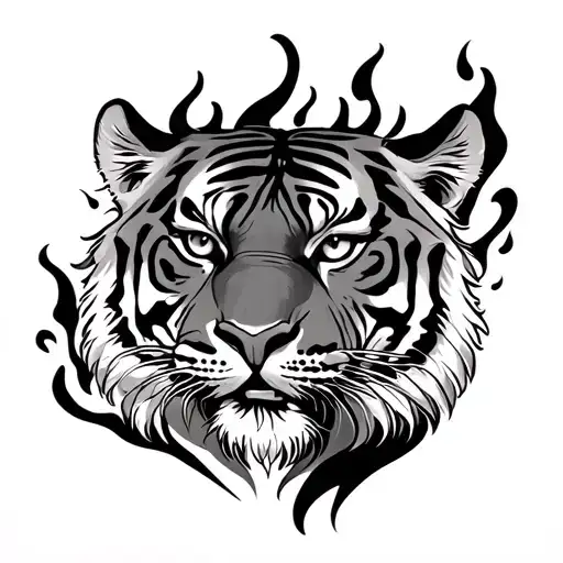 Tiger Tattoo On Back With Your Flames