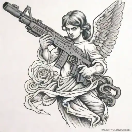 Angel Holding A Detailed Ak47