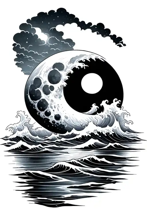 Moon And Water Waves