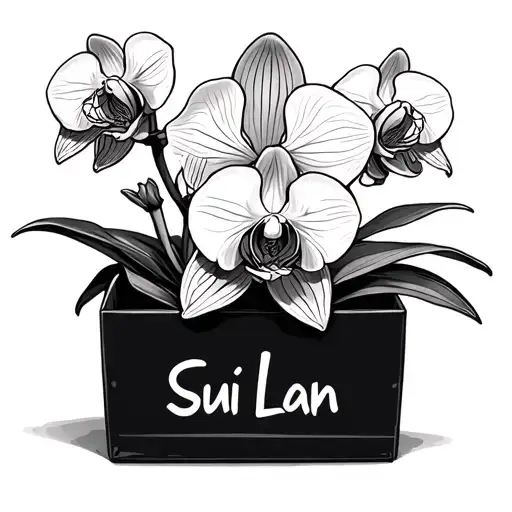 Orchid In A Box With Sui Lan Written Underneath