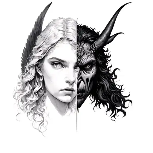 Half Of Angel's Face And The Other Demon