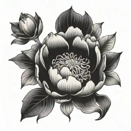 Peony Flower With Lotus Flower Intertwined