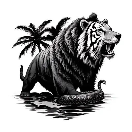 Lions Tigers Bears Wolfs Sun Sand Palms Jungle Polar Bear Snakes Danger