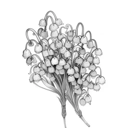 A Delicate Lily Of The Valley Bouquet And Lavender With Intricate Linework