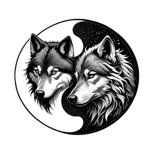 Ying Yang Two Wolf