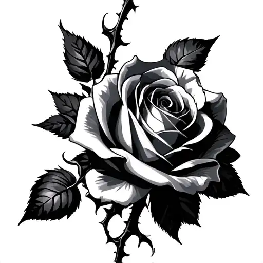 Rose Spine With Thorns And Roses