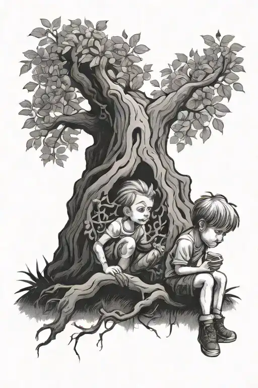 Little Boy Looking Up At Poison Tree