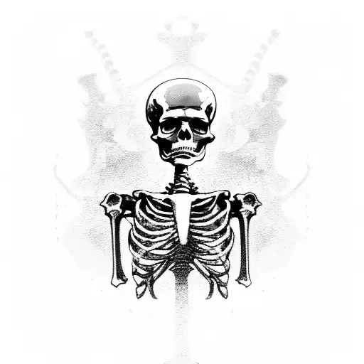 Skeleton King On A Throne Surrounded By Pikes With Skulls On Them