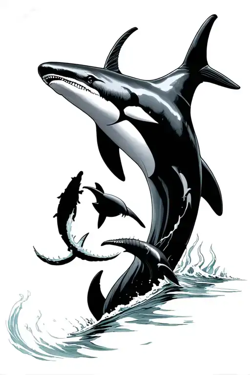 Poseidon With Killer Whale And Shark