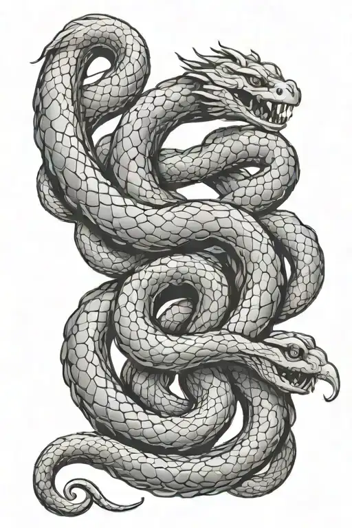 A Tattoo Representing The Caudaceous Symbol In Which The Snakes Are Replaced By Dragons