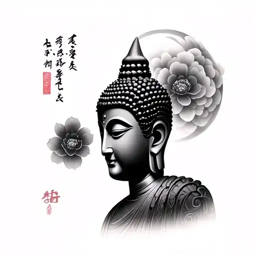 Buddha With Japanese Background