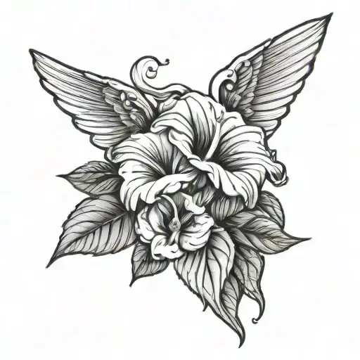 Morning Glory Flower With Angel Wings Spread