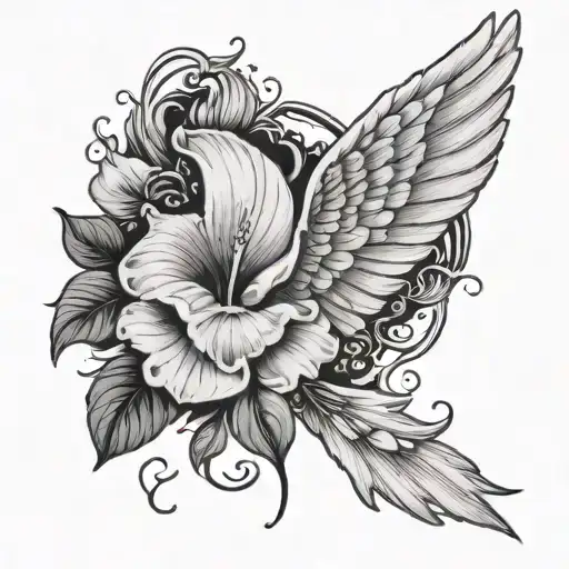 Angel Wings With A Morning Glory In The Center