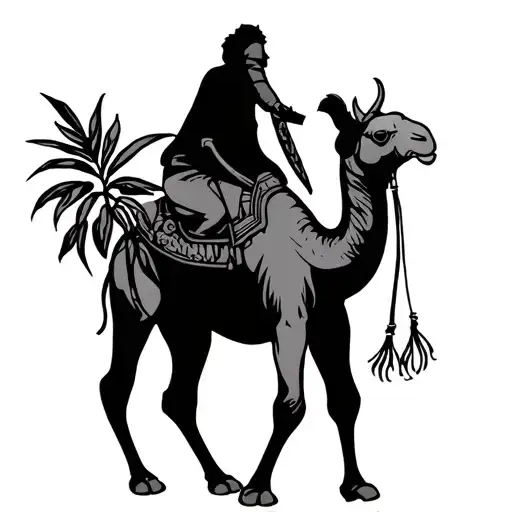 Camel With 5 Humps With Horns And A Plant Riding It