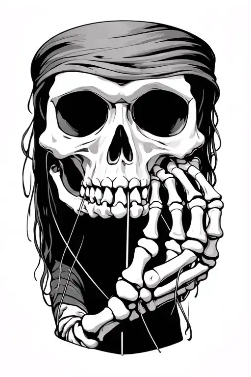 Skeleton Hand Holding Strings With Puppet Master