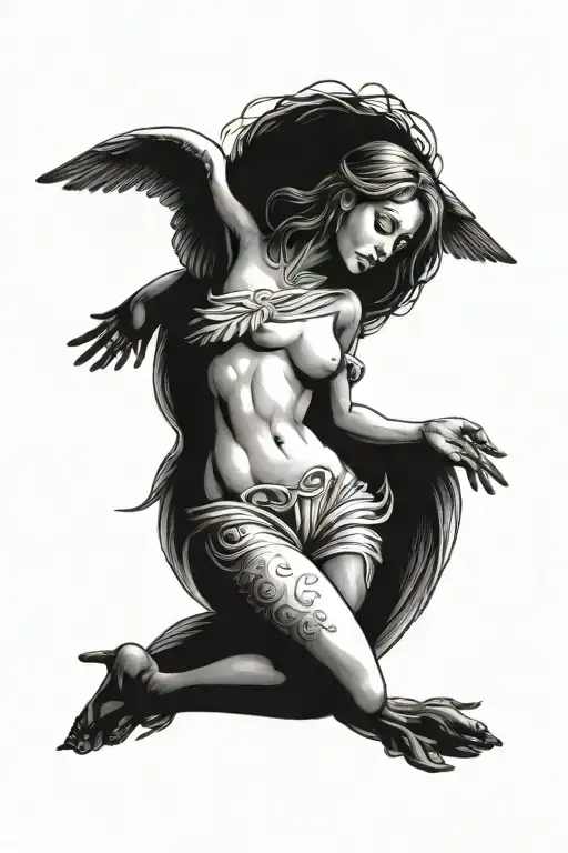 Female Angel Hanged By Her Wings